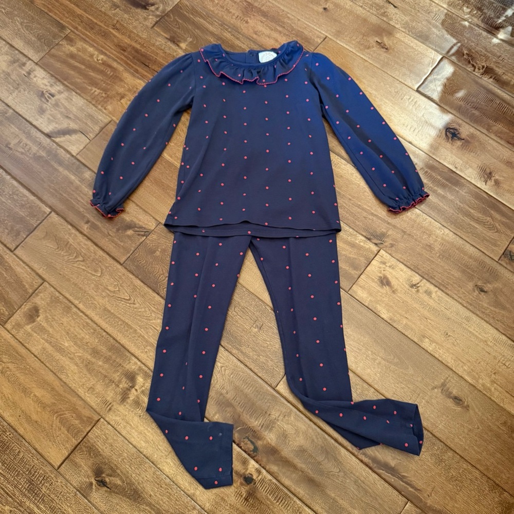 Beaufort Bonnet Navy Blue with Red Polka Dots set